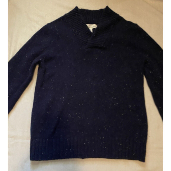LOGG by H&M Sweater Mens Size Medium Navy V Neck Heavy Wool Pullover Sweater - Picture 5 of 14
